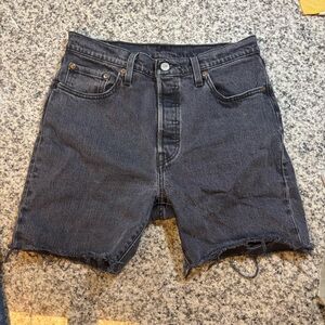 Levi's Black Jean Shorts Raw Hem